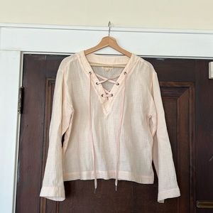 Cloth and Stone Gauze, Crisscross Laced Shirt